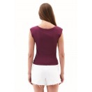 Mor Pamuklu Bot Yaka Tişört