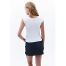 Beyaz Pamuklu Bot Yaka Tişört