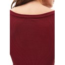 Bordo Pamuklu Bot Yaka Tişört